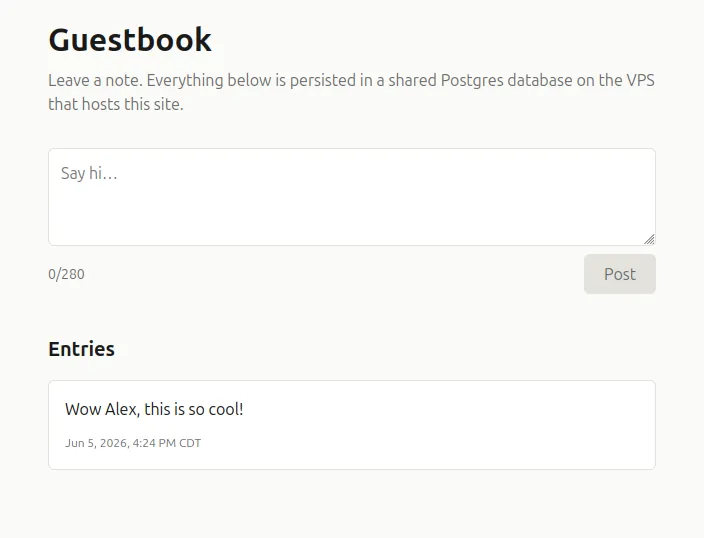 Guestbook Webpage
