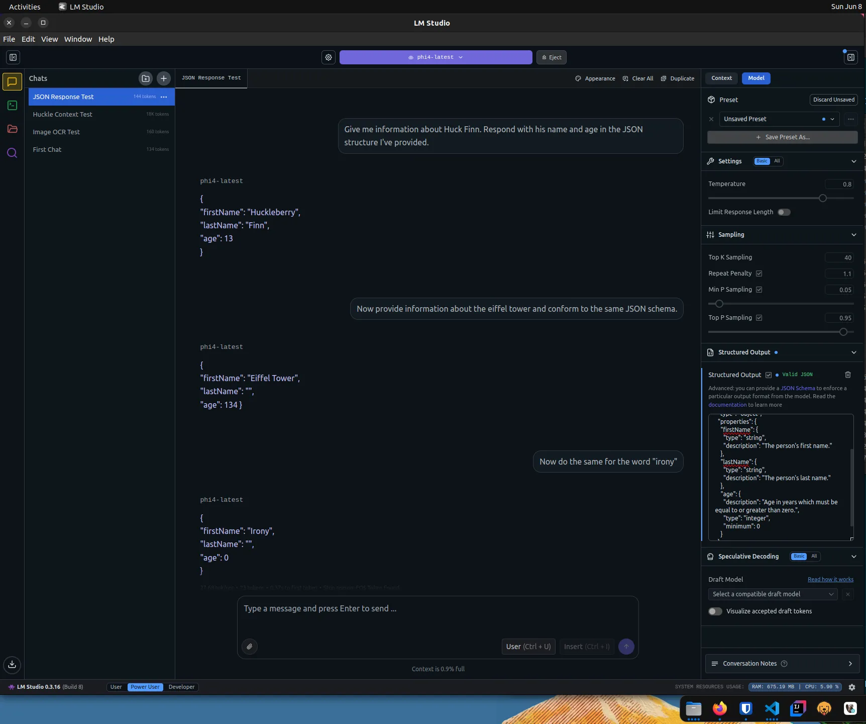 LM Studio JSON Structured Response