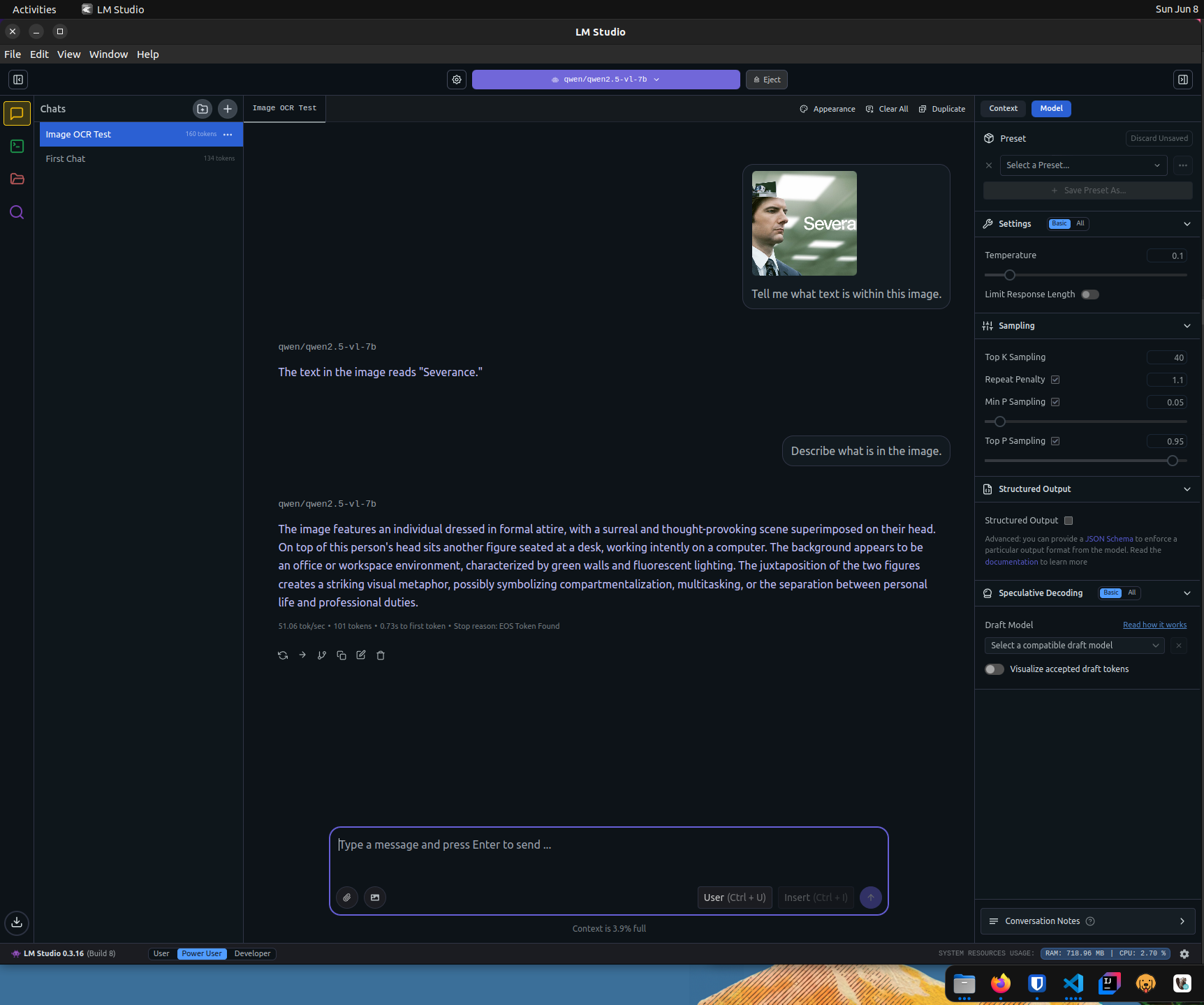 LM Studio Image Test with Severance