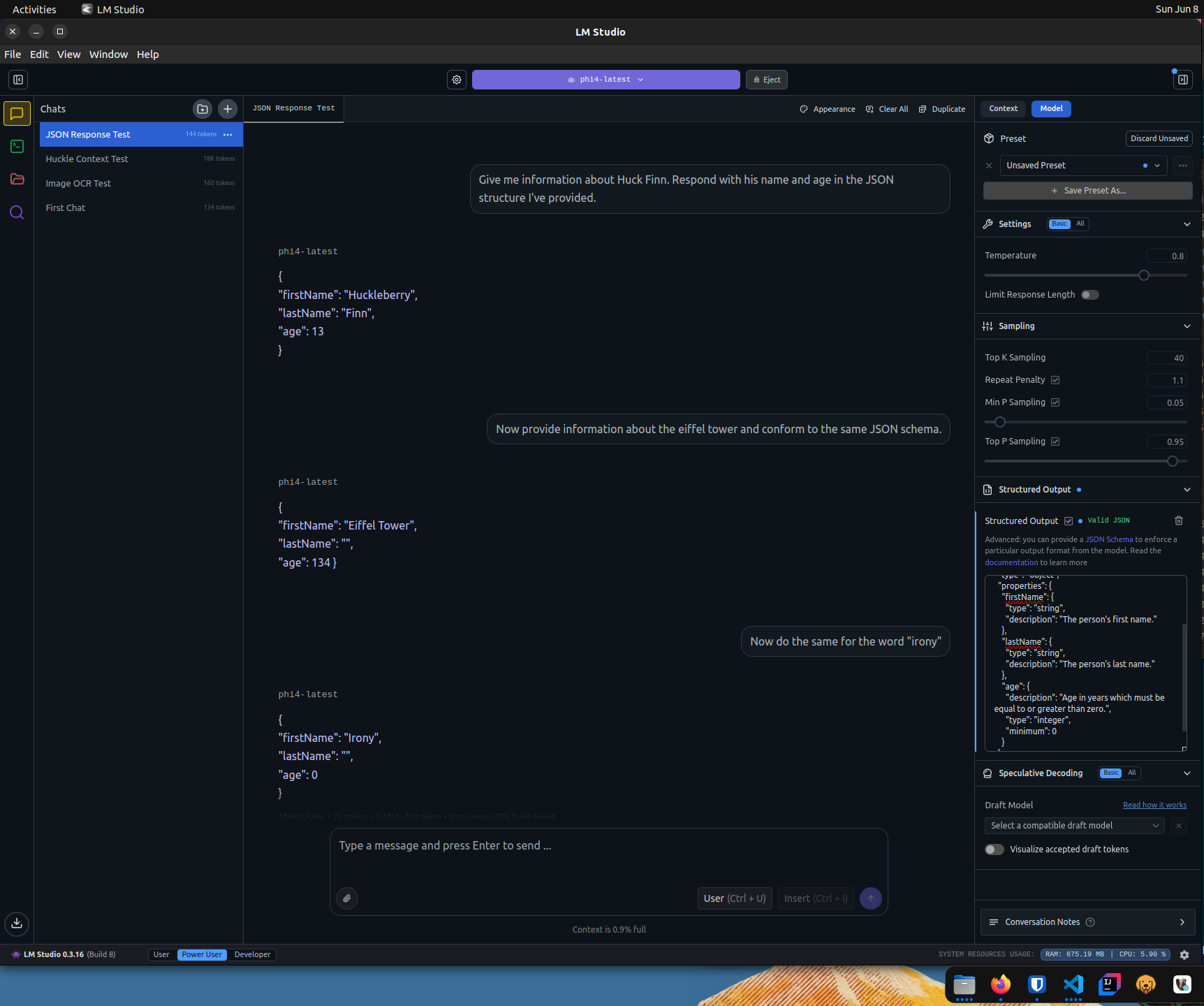 LM Studio JSON Structured Response
